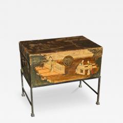 Antique Chinese Polychrome Pigskin Box Chest on Stand - 4419533