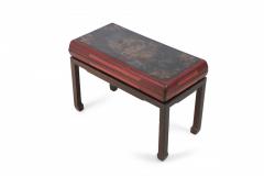 Antique Chinese Red And Brown Wooden Storage Bench  - 3171685