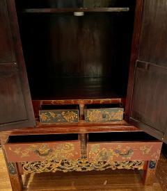 Antique Chinese Red Gold Armoire Cabinet - 1859252