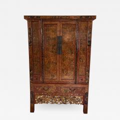 Antique Chinese Red Gold Armoire Cabinet - 1861142