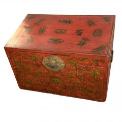 Antique Chinese Red Gold Chinoiserie Trunk Coffee Table - 4642894