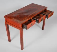 Antique Chinese Red Lacquered Elm Writing Table - 3678189