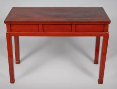 Antique Chinese Red Lacquered Elm Writing Table - 3678197