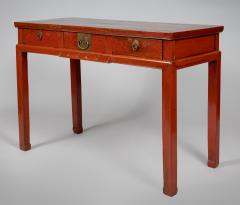 Antique Chinese Red Lacquered Elm Writing Table - 3678199