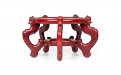 Antique Chinese Red Painted Wooden Flower Vase Base Stand - 4409045