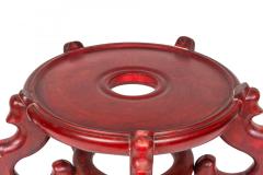 Antique Chinese Red Painted Wooden Flower Vase Base Stand - 4409048