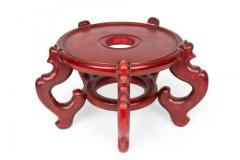 Antique Chinese Red Painted Wooden Flower Vase Base Stand - 4409049