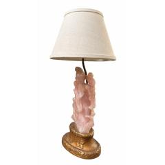 Antique Chinese Rose Quartz Sculpture Designer Table Lamp - 4523645