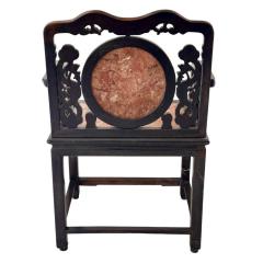 Antique Chinese Rosewood Arm Chair W Sienna Marble Mother Pearl Inlay - 4239790