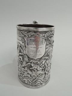 Antique Chinese Silver Battle Mug with Dramatic Dragon Handle - 3754147