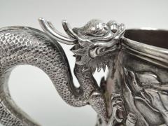Antique Chinese Silver Battle Mug with Dramatic Dragon Handle - 3754150
