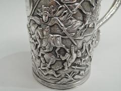 Antique Chinese Silver Battle Mug with Dramatic Dragon Handle - 3754153