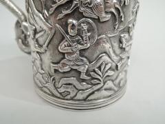 Antique Chinese Silver Battle Mug with Dramatic Dragon Handle - 3754154
