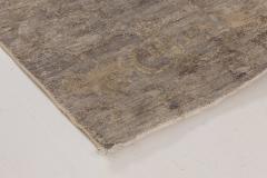 Antique Chinese Silver Beige and Blue Hand Knotted Silk Runner Fragment - 2457373