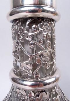 Antique Chinese Silver Blossoming Branch 4 Part Glass Decanter - 4246912