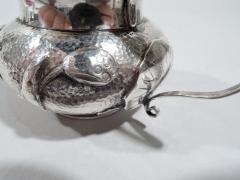 Antique Chinese Silver Water Lily Mustard Pot - 3750235