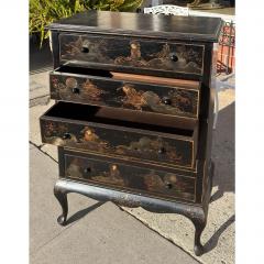 Antique Chinoiserie Black Gold Tall Chest of Drawers - 4586338