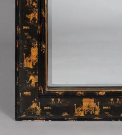 Antique Chinoiserie Cushion Molded Black Mirror - 3057238