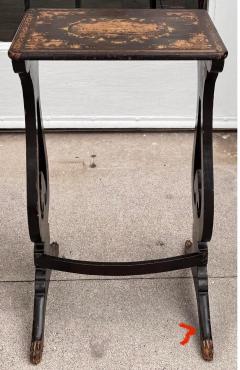 Antique Chinoiserie Decorated Black Gold Small Side Table - 3662644