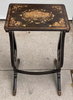 Antique Chinoiserie Decorated Black Gold Small Side Table - 3662653