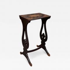 Antique Chinoiserie Decorated Black Gold Small Side Table - 3663212