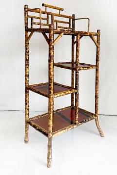 Antique Chinoiserie English Tortoiseshell Bamboo Etagere Display - 4571877