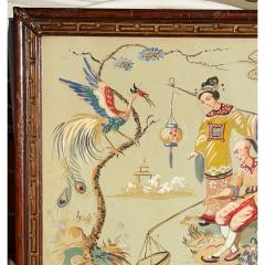Antique Chinoiserie Gouache Painting in Art Deco Frame - 4446524
