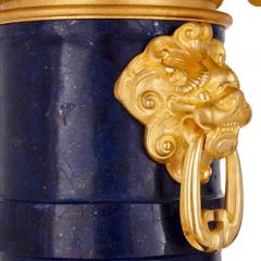 Antique Chinoserie style lapis lazuli and gilt bronze urn - 3477984