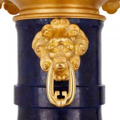 Antique Chinoserie style lapis lazuli and gilt bronze urn - 3477985