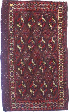Antique Chuval Turkman Rug 2 3 x 3 8  - 4297407