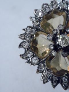 Antique Citrine And Diamond Flower Shaped Brooch 1880 - 3748216