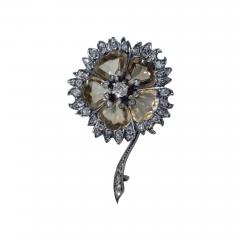 Antique Citrine And Diamond Flower Shaped Brooch 1880 - 3751408