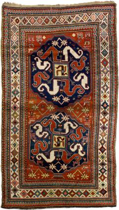 Antique Cloudband Kazak Rug 4 2 x 7 4  - 4327830