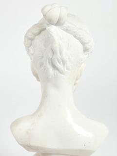 Antique Continental Carved White Marble Bust of a Young Girl with Braids - 4453469