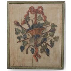 Antique Continental Giltwood Polychrome Decorated Trophy Panel - 4342737