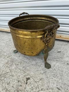 Antique Copper Pot w Brass Legs and Handles - 4286283