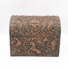 Antique Copper Repouss Box With A Dome Lid Italy Circa 1800  - 2226904