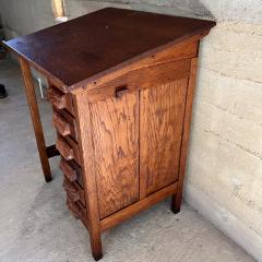 Antique Craftsman Solid Oak Industrial Drafting Table Desk - 3702324