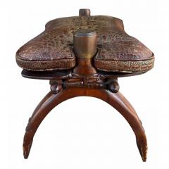 Antique Crocodile Leather Camel Footstool Ottoman Bench - 4795102