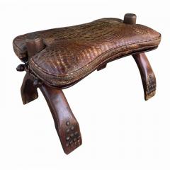 Antique Crocodile Leather Camel Footstool Ottoman Bench - 4795103