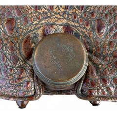 Antique Crocodile Leather Camel Footstool Ottoman Bench - 4795104