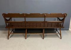 Antique Dark Pine Rustic Spindle Back Deacons Bench - 4046884