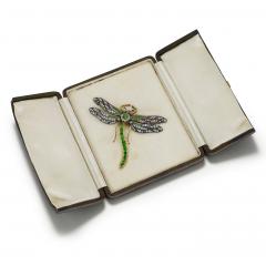 Antique Demantoid Garnet and Diamond Dragonfly Brooch - 4780160