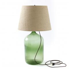 Antique Demijohn Lamp with Raffia Shade - 3714118