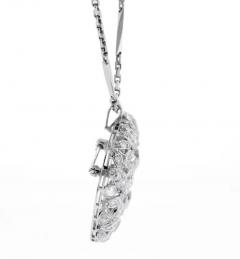 Antique Diamond Heart Pendant Brooch - 4222935