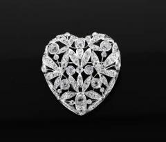 Antique Diamond Heart Pendant Brooch - 4222937