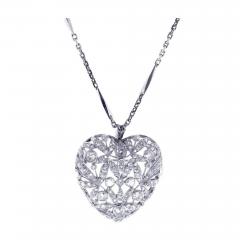 Antique Diamond Heart Pendant Brooch - 4225823