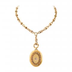 Antique Diamond Pearl and Gold Locket Necklace - 126452