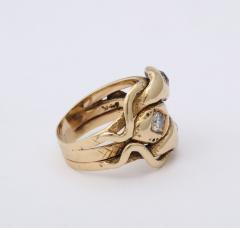 Antique Diamond and Gold Three Headed Snake Ring - 2821785