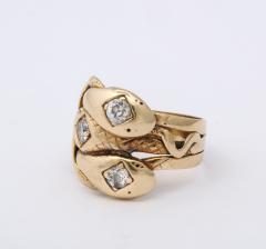 Antique Diamond and Gold Three Headed Snake Ring - 2821788